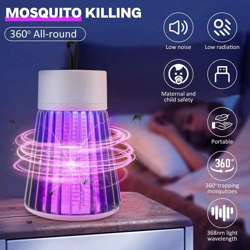 Piège à moustiques UV rechargeable avec grille électrique à haute tension – Idéal pour intérieur et extérieur, portable et facile à nettoyer