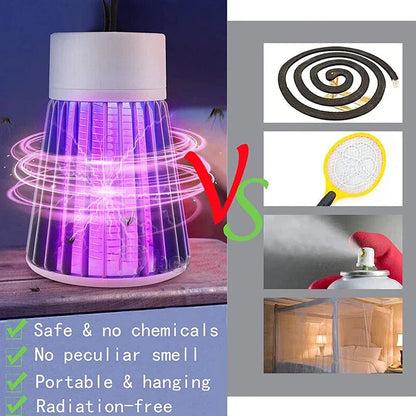 Piège à moustiques UV rechargeable avec grille électrique à haute tension – Idéal pour intérieur et extérieur, portable et facile à nettoyer