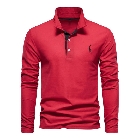 Classic Long Sleeve Polo for Men in Cotton Blend – Casual Italian Collar