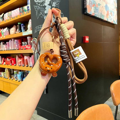 Porte-clés en corde tressée avec breloque pâtisserie – Accessoire léger et décoratif pour sac et clés