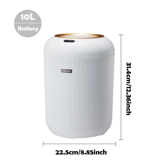 Round Plastic Motion Sensor Trash Can – Small Size, Hands-Free for Kitchen, Bathroom, Office