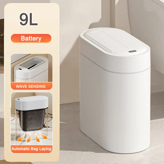 9L Kitchen Trash Can with Intelligent Sensor, Bidirectional Opening, and Automatic Bagging