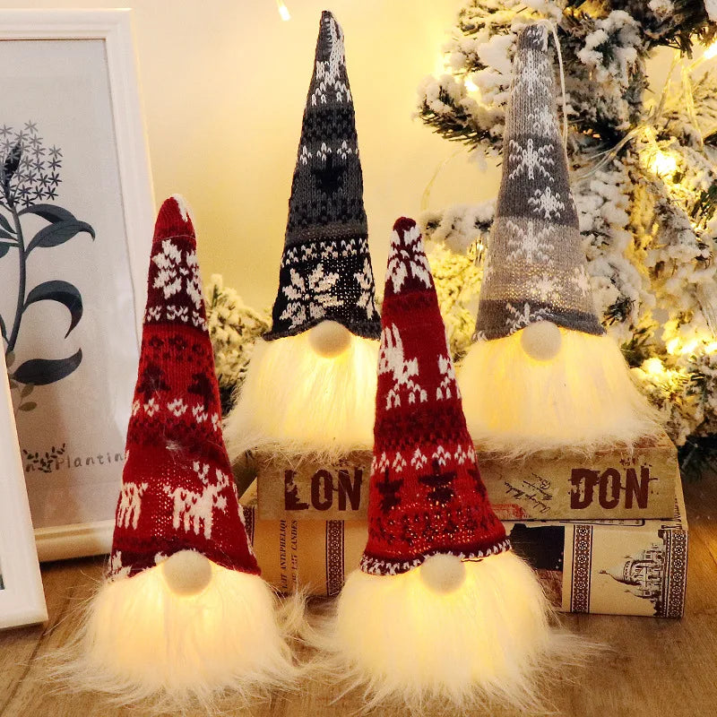 Faceless LED Doll Elf Gnome 20/30 cm for Christmas Decoration – Festive and Warm Atmosphere