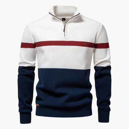 Pull classique en coton à demi-fermeture éclair pour homme – Style décontracté et moderne