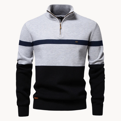 Pull classique en coton à demi-fermeture éclair pour homme – Style décontracté et moderne