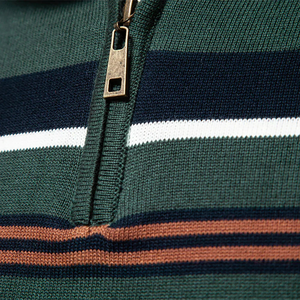 Fitted Half-Zip Sweater for Men in Breathable Knit – Ideal for Office and Outings