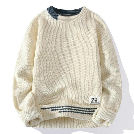 Soft Round Neck Sweater for Men – Warm and Casual Knit with Dropped Shoulders