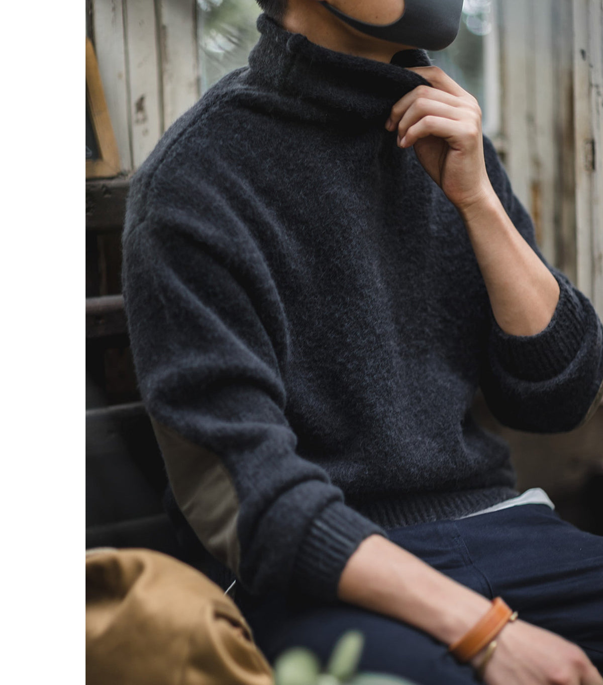 Pull à col roulé en acrylique pour homme – Silhouette décontractée, ample et douce pour l'automne-hiver