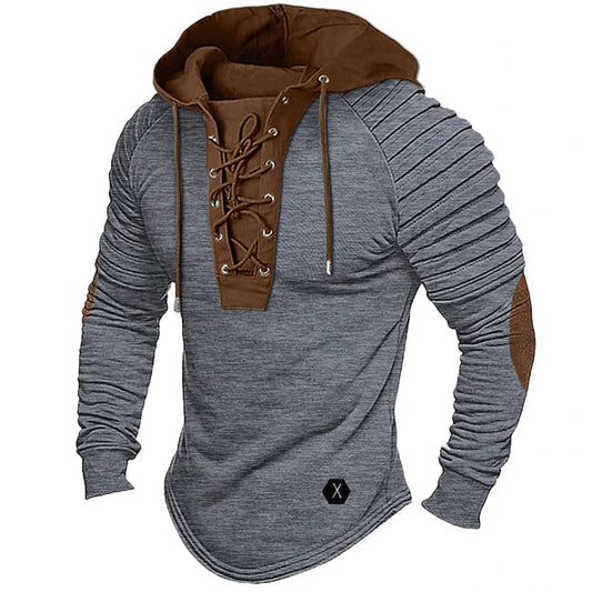 Men's Insulating Pullover with Hood and Drawstrings – Wool and Cashmere Knit