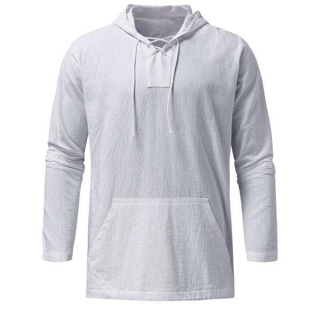Pull léger pour homme à col en V avec laçage et capuche - Style décontracté et confort optimal