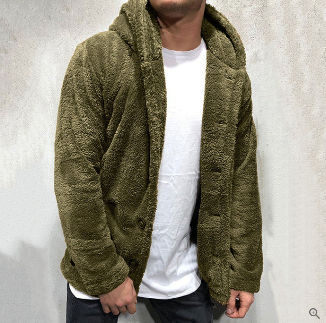Warm Fleece Pullover for Men with Buttoned Hood – Comfort and Modern Style