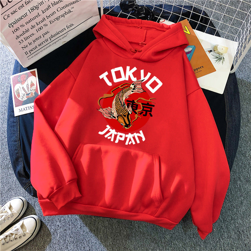 Pull à Capuche Ample en Polyester avec Imprimé Tokyo – Confort et Style Décontracté 6