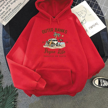 Pull à Capuche Unisexe Surdimensionné en Polyester avec Graphique Vintage de Surf et Poche Kangourou – Confortable et Stylé 11