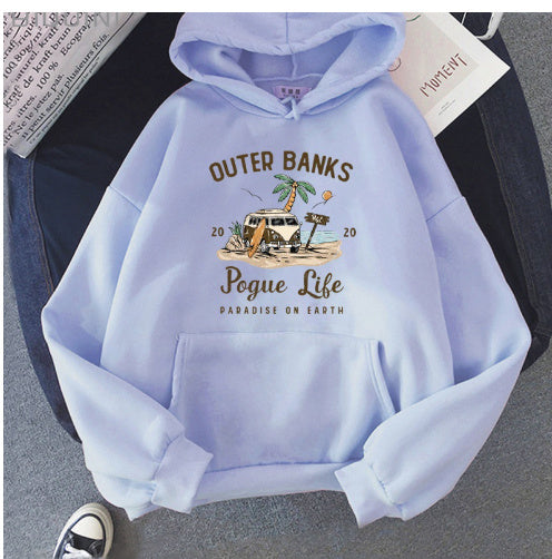 Pull à Capuche Unisexe Surdimensionné en Polyester avec Graphique Vintage de Surf et Poche Kangourou – Confortable et Stylé 4