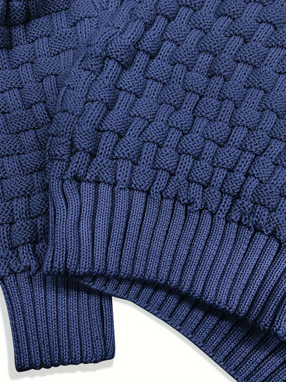 Pull en tricot doux pour homme avec col châle et détails texturés - Idéal pour l'automne et l'hiver