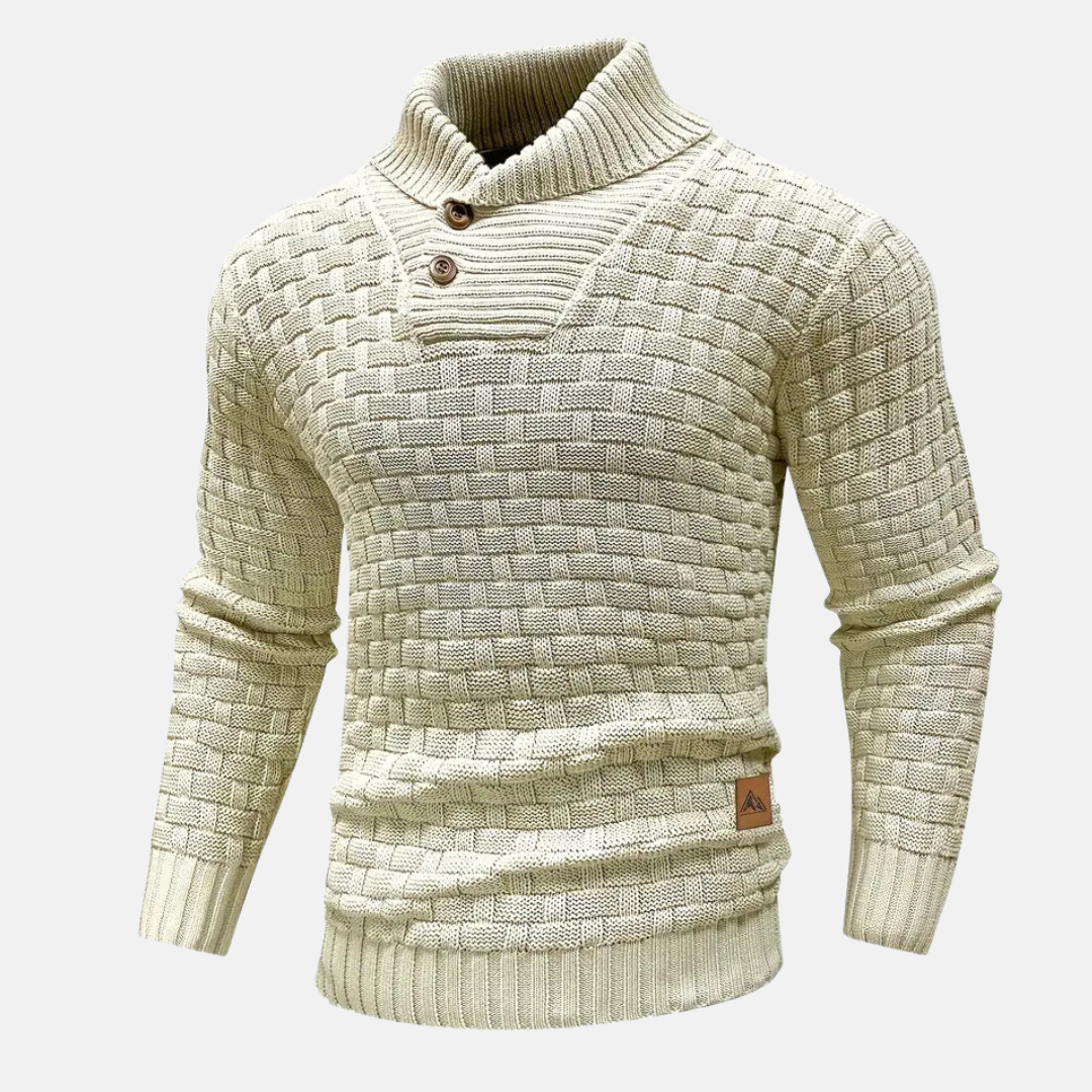 Pull en tricot doux pour homme avec col châle et détails texturés - Idéal pour l'automne et l'hiver