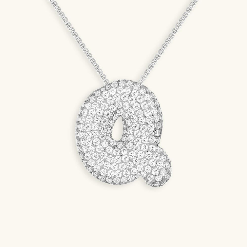 Variant image for Collier Femme Or 18 Carats avec Pendentif Initial et Diamant Simulant 18 pouces-43
