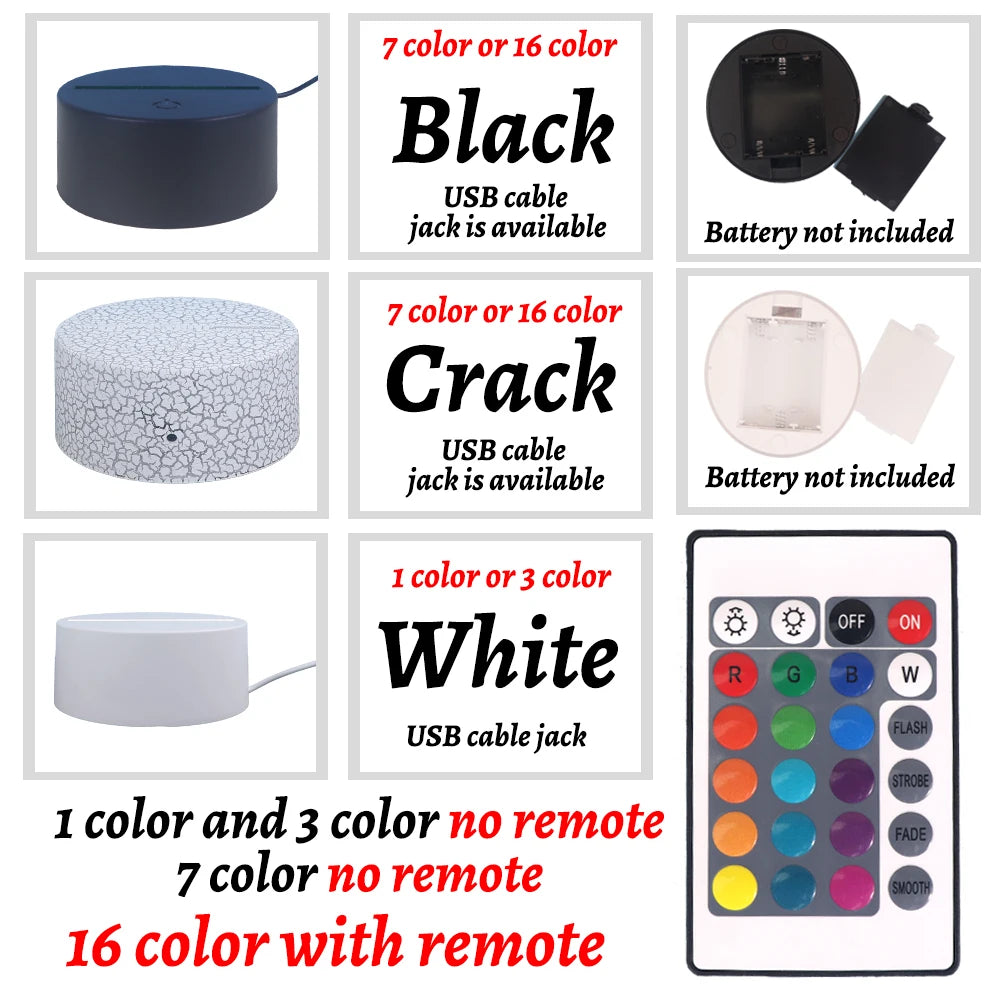 Radiant 3D Night Light | USB Powered, Multi-Color LED Night Lamp