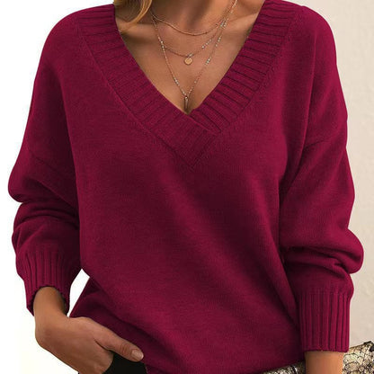 Relaxtic V-Neck Sweater | Soft Knit, Ribbed Design
