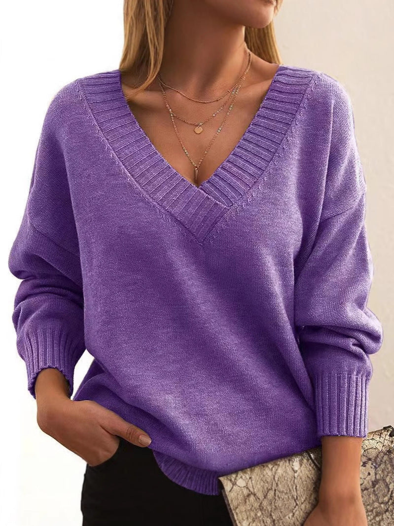 Relaxtic V-Neck Sweater | Soft Knit, Ribbed Design
