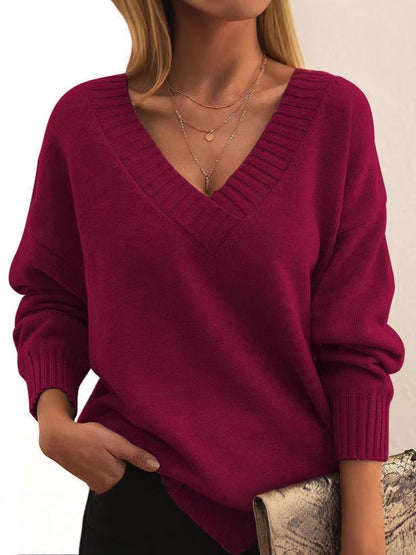 Relaxtic V-Neck Sweater | Soft Knit, Ribbed Design