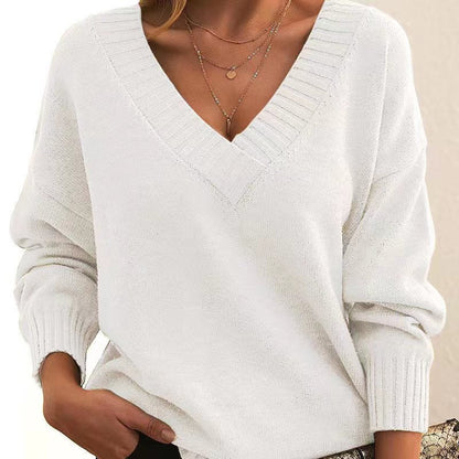 Relaxtic V-Neck Sweater | Soft Knit, Ribbed Design