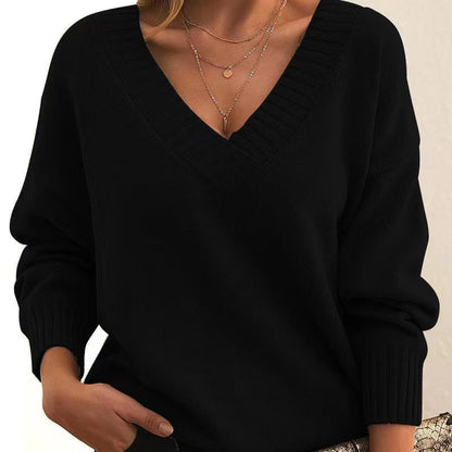 Relaxtic V-Neck Sweater | Soft Knit, Ribbed Design
