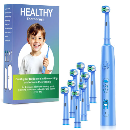 Brosse à dents électrique ronde avec 5 modes de nettoyage et poils doux – Rechargeable par USB avec 4/8 têtes de rechange