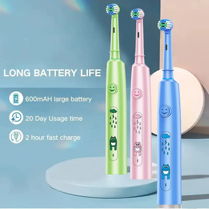 Brosse à dents électrique ronde avec 5 modes de nettoyage et poils doux – Rechargeable par USB avec 4/8 têtes de rechange