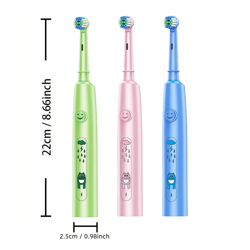 Brosse à dents électrique ronde avec 5 modes de nettoyage et poils doux – Rechargeable par USB avec 4/8 têtes de rechange