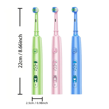 Brosse à dents électrique ronde avec 5 modes de nettoyage et poils doux – Rechargeable par USB avec 4/8 têtes de rechange