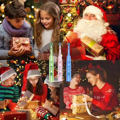 Brosse à dents électrique ronde avec 5 modes de nettoyage et poils doux – Rechargeable par USB avec 4/8 têtes de rechange