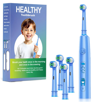 Brosse à dents électrique ronde avec 5 modes de nettoyage et poils doux – Rechargeable par USB avec 4/8 têtes de rechange