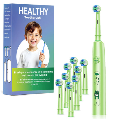 Brosse à dents électrique ronde avec 5 modes de nettoyage et poils doux – Rechargeable par USB avec 4/8 têtes de rechange