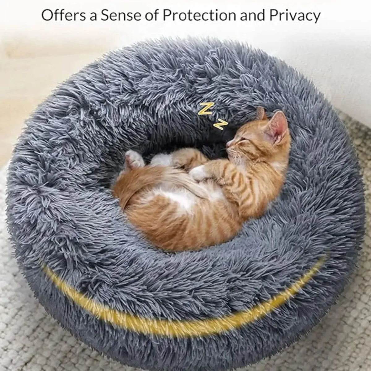Niche ronde en peluche pour animaux de grande taille – Maison douce et chaude pour chien