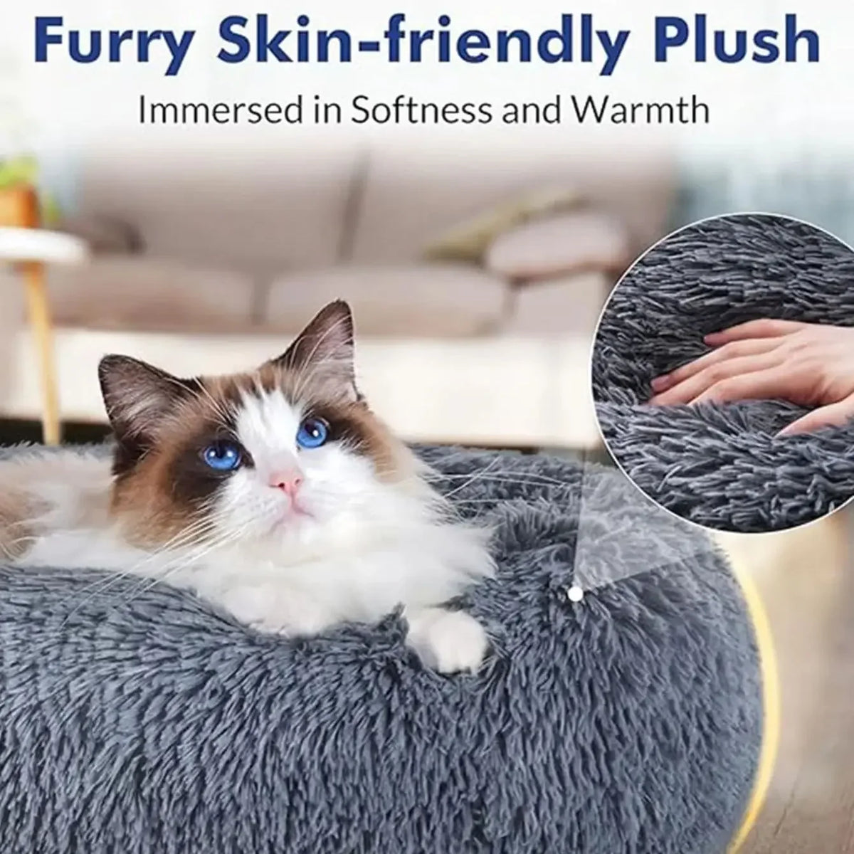 Niche ronde en peluche pour animaux de grande taille – Maison douce et chaude pour chien