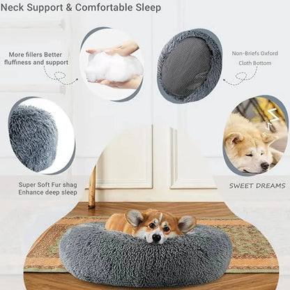 Niche ronde en peluche pour animaux de grande taille – Maison douce et chaude pour chien