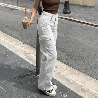 Pantalon cargo élégant pour femme avec poches pratiques et taille ajustable – Confort et style contemporain