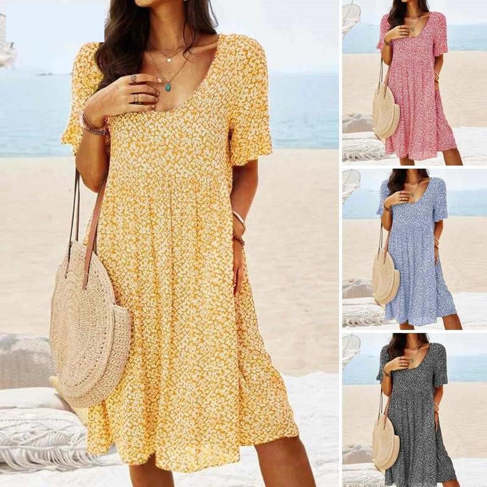 Robe mi-longue pour femme à motif floral – Élégante, confortable et polyvalente pour toutes les occasions