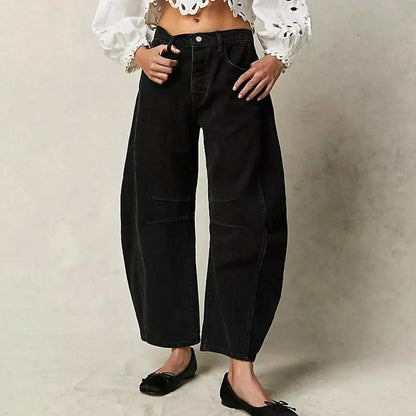 Pantalon large fluide en coton pour femme – Tissu confortable, évasé et respirant, disponible en beige, marron, blanc et noir