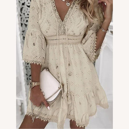 Robe longue d'été bohémienne pour femme en tissu respirant - Élégante et confortable pour l'été