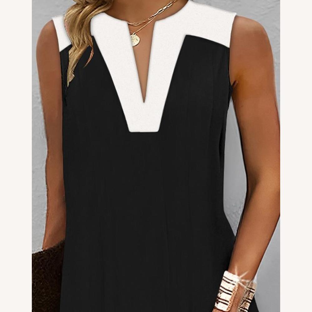Robe décontractée sans manches pour femme avec encolure arrondie – Élégance et confort en coton, disponible du S au XL