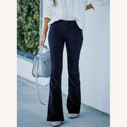 Pantalon fluide évasé taille haute pour femme – Confort et élégance en noir, bleu, rose, bordeaux, vert