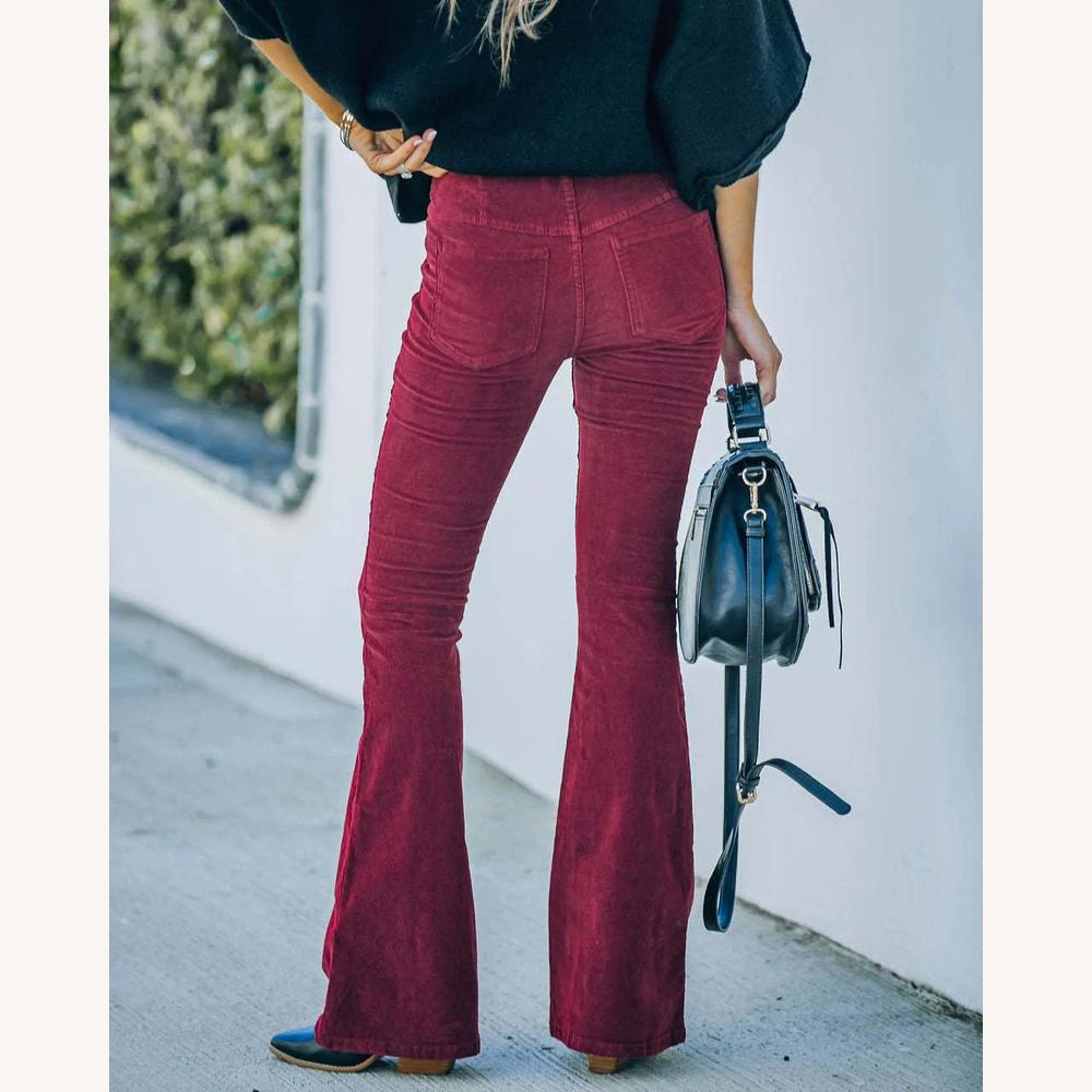 Pantalon fluide évasé taille haute pour femme – Confort et élégance en noir, bleu, rose, bordeaux, vert