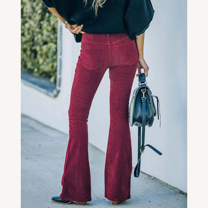 Pantalon fluide évasé taille haute pour femme – Confort et élégance en noir, bleu, rose, bordeaux, vert