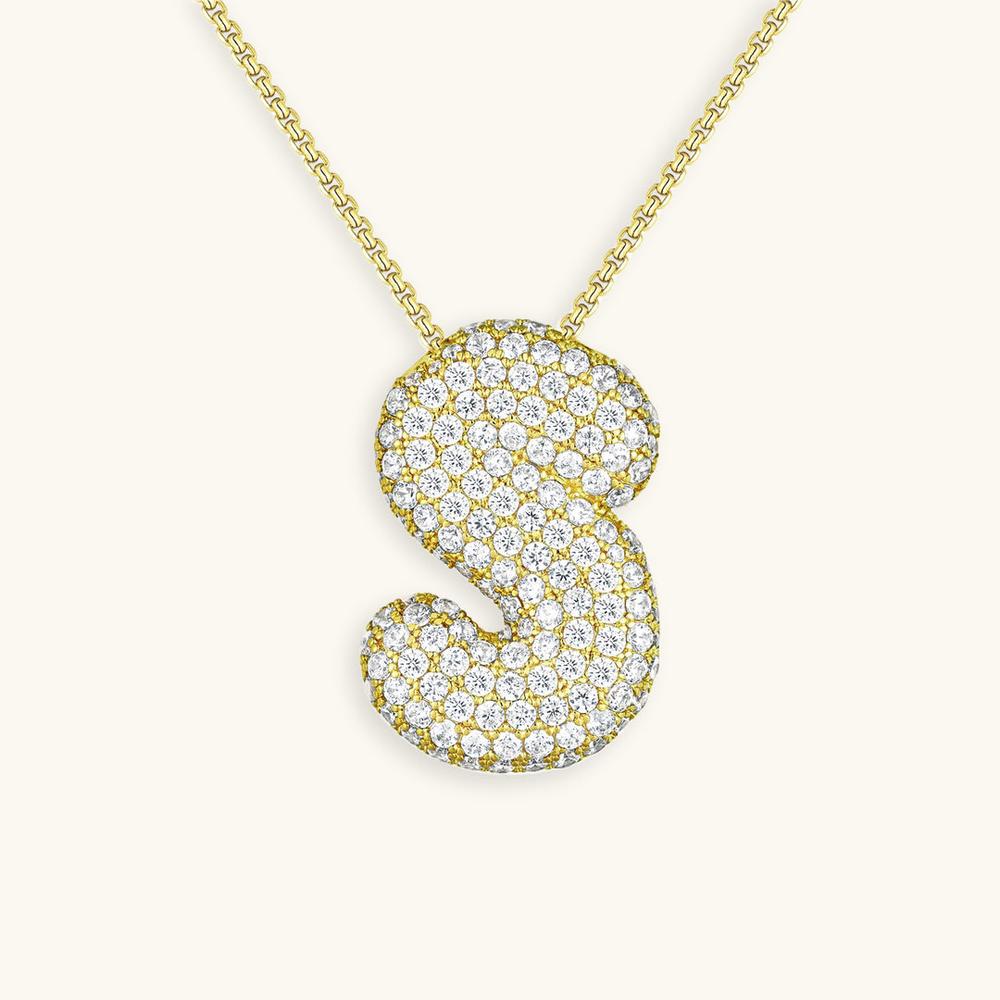 Variant image for Collier Femme Or 18 Carats avec Pendentif Initial et Diamant Simulant 18 pouces-19