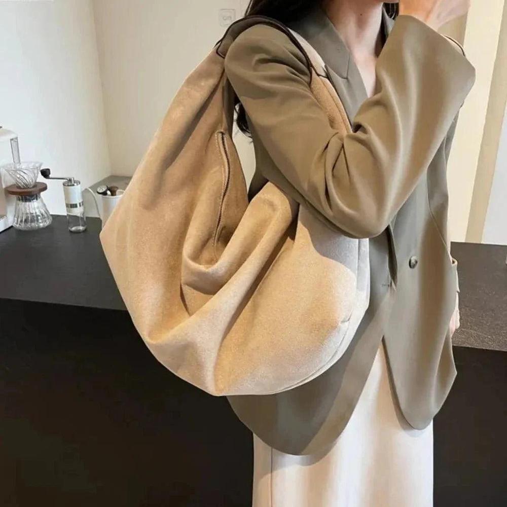 Sac à épaule en daim pour femmes – Sac hobo souple élégant avec grande capacité et fermeture éclair