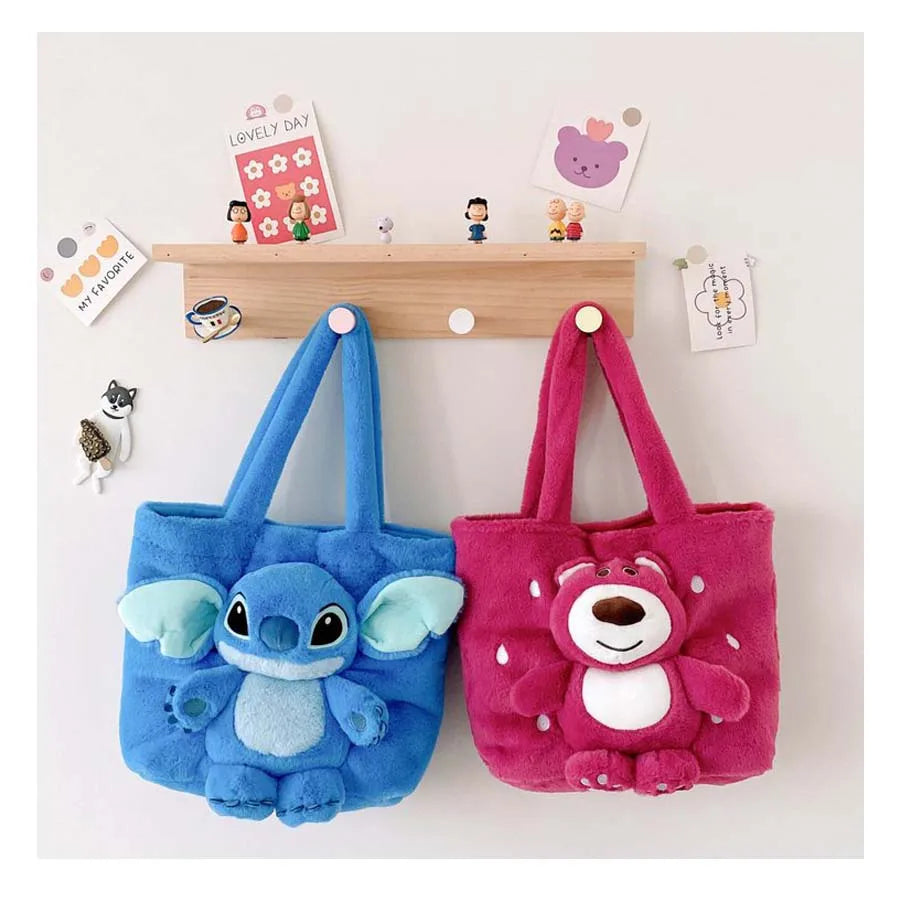 Sac d'épaule doux en peluche pour filles - Motif ours fraise, idéal pour petits objets, 25x20x10 cm