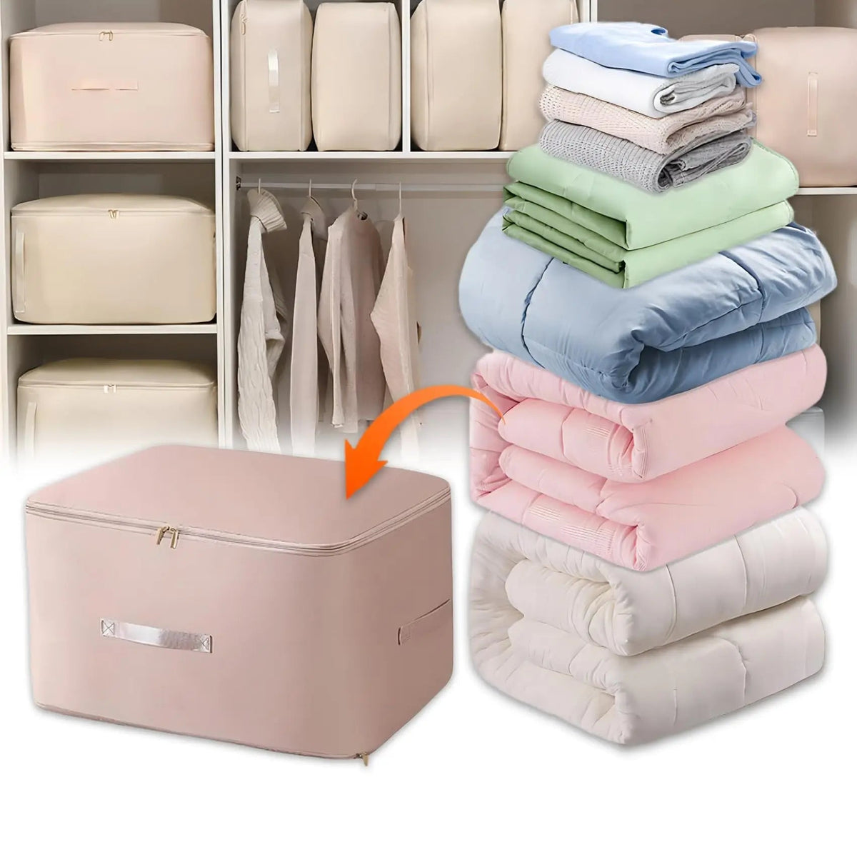 Sac de rangement compressible grande capacité en nylon résistant à l'humidité pour vêtements et couettes – 54x42 cm et 54x42x30 cm