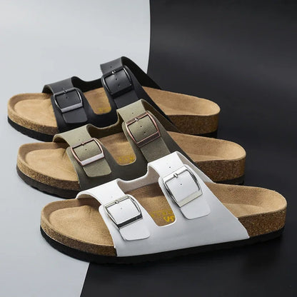 Sandales d'été en cuir pour hommes avec semelle antidérapante – Chaussures décontractées pour la plage et les promenades
